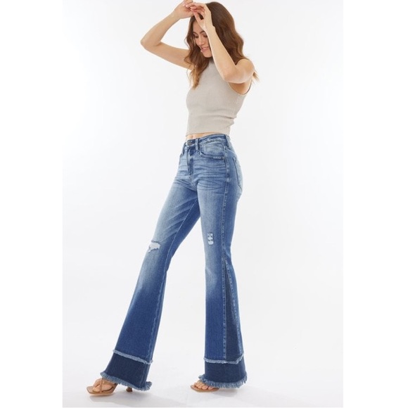 Restocked KanCan High Rise Flare Slightly Distressed Jeans - Picture 4 of 6
